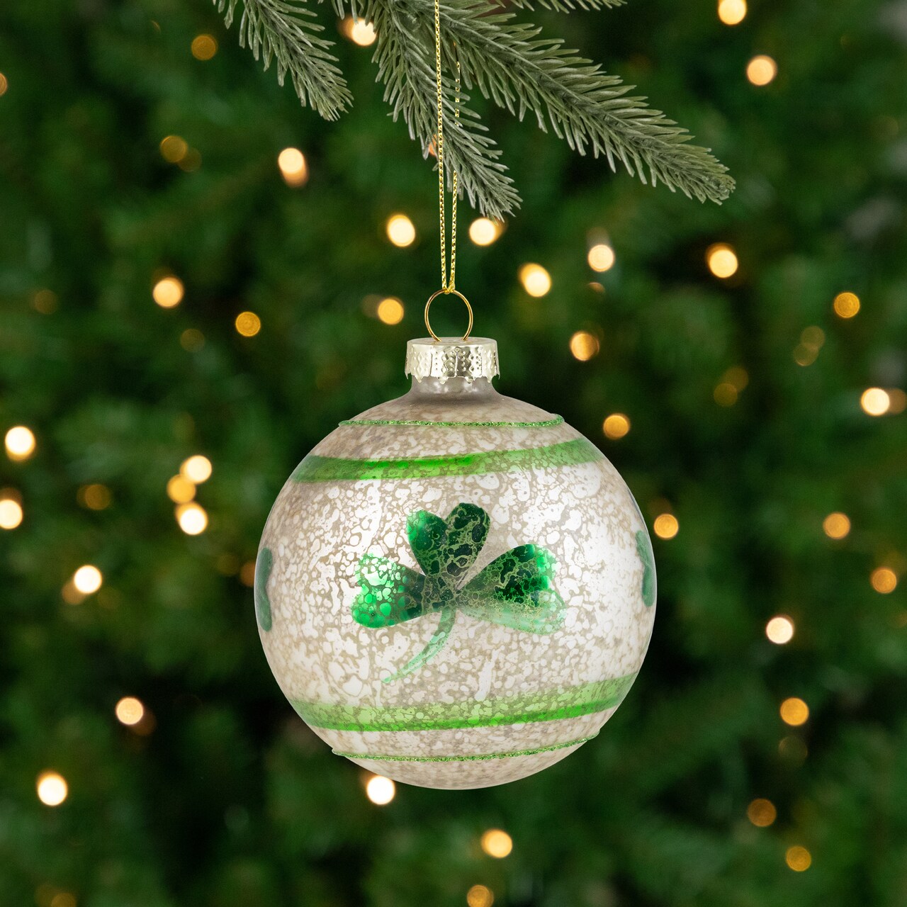 Northlight Irish Shamrock Mercury Glass Christmas Ornament - 3" - Green